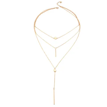 

Women Necklaces Pendants 3 Multi Layer Jewelry Necklace Choker Tassel Charm Bar Statement Necklace for Women Wedding Gift
