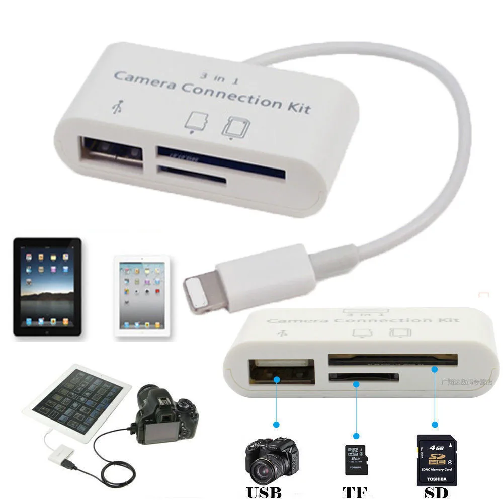 3 в 1 комплект подключения к камере USB устройство для чтения карт памяти Micro OTG