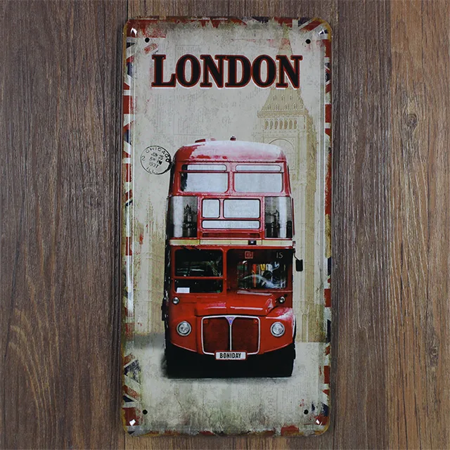 old London bus Vintage home decor 15*30 cm metal sign shabby chic ... old London bus Vintage home decor 15*30 cm metal sign shabby chic ...