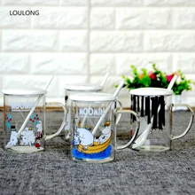 Mumin прекрасный рюмка стеклянная чашка безопасности Финляндия Muumi сказка эльфы здоровый с керамическим покрытием ложка горячий кофе молоко 450 мл кружка