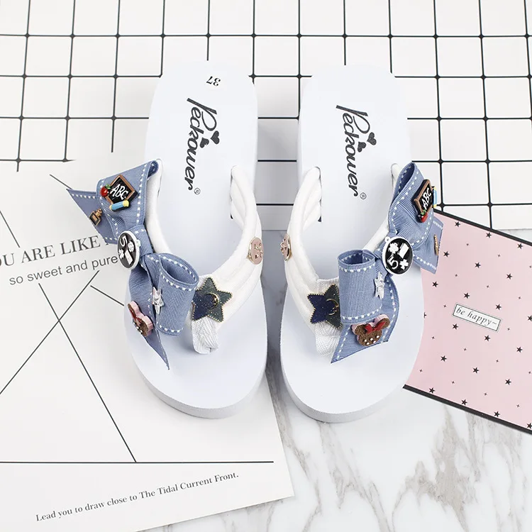 2017 New Korean Summer Style Non-slip Slippers Flip Flops Online Cheap High Heels Platform Shoes62