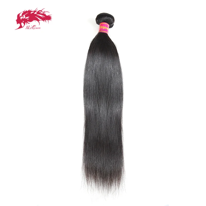 Ali queen hair бразильские виргинские волосы прямые пучки натуральный черный цвет 100% человеческих волос Плетение 8 дюймов до 38 дюймов Бесплатная доставка - изображение