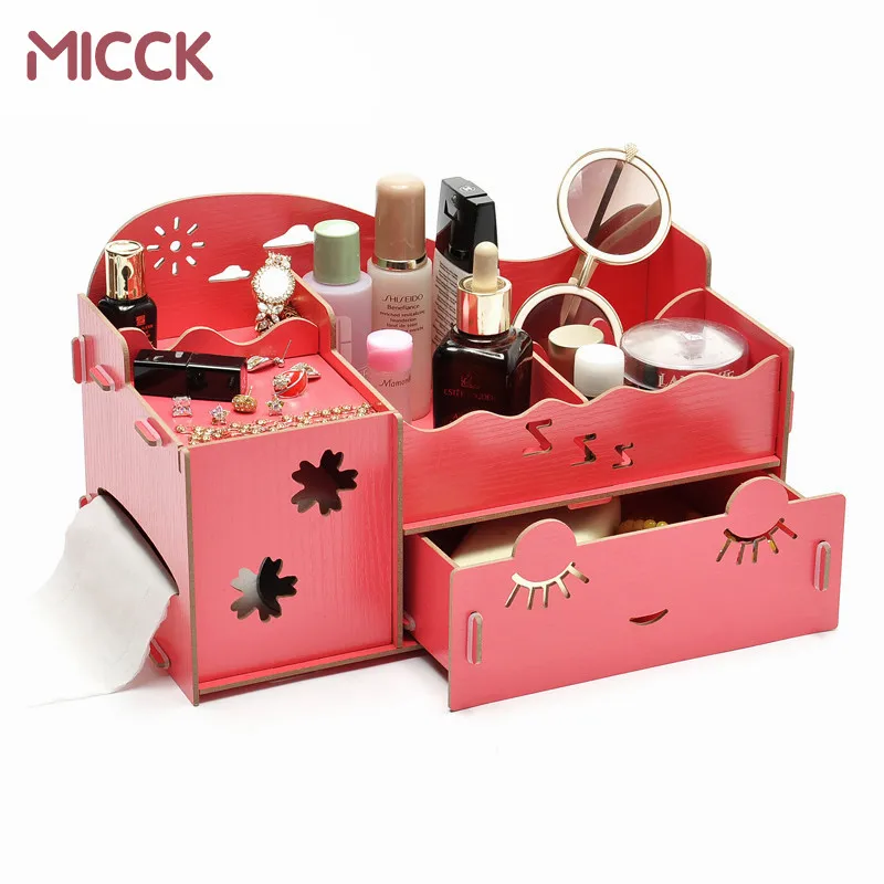 MICCK Storage Box Make Up Organizer 3 Drawers Wooden Admission Boxes Jewelry Stationery | Дом и сад