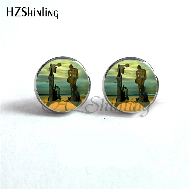 Серьги гвоздики с картинкой Сальвадора Дали серьги кабошон HZ4|ear nail|stud earringsearrings