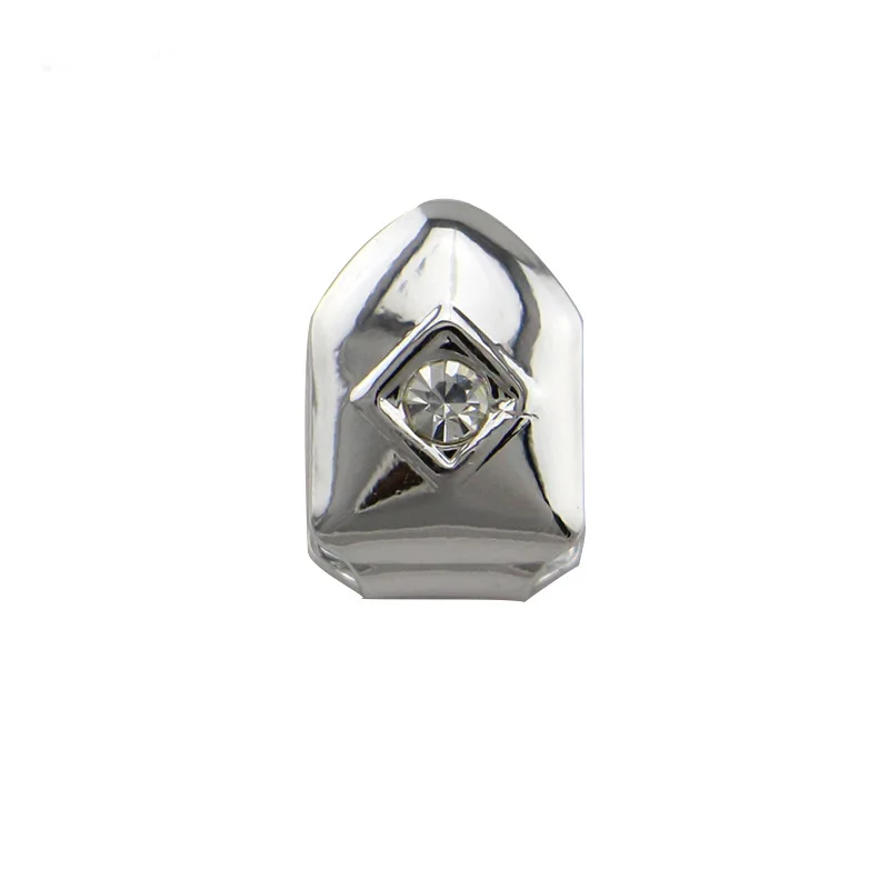 HIPHOP Single Teeth Grillz 4 Color Grillz With Clear Crystal Inlay  Hip Hop Jewelry for Men Body Joyeria Mouth Decoration (4)