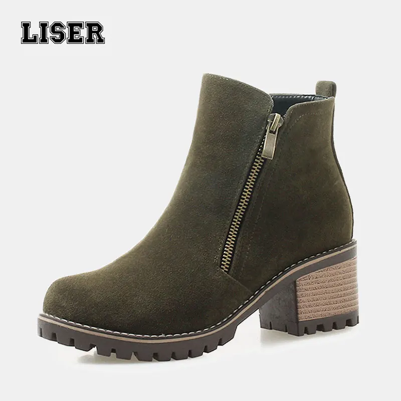 

ankle boots for women black suede zip up western desert riding booties short plush non slippery thick heels for ladies outdoor