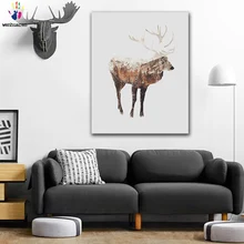 Сделай Сам картинки для раскраски по номерам с цветами медведь и Лось силуэт Картина Рисунок Живопись по номерам в рамке дома