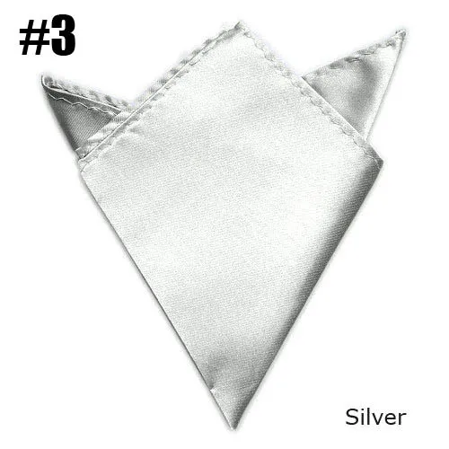 5 шт./лот Господа Solid Pocket Square единообразно атласный платок серебро