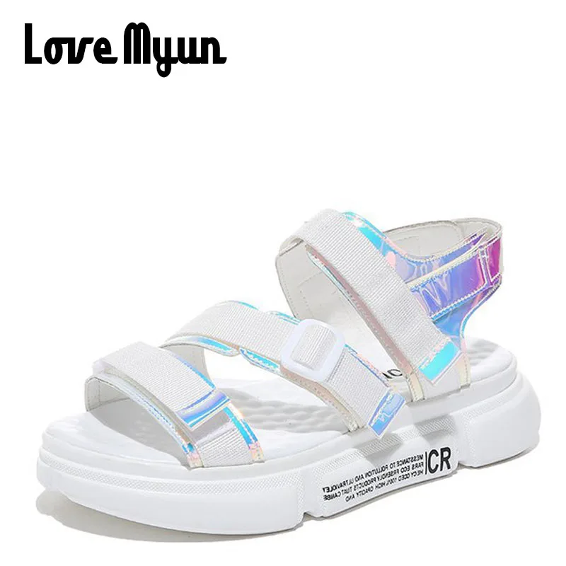 Woman Sandals 2019 Summer Fashion Color matching velcro open toe shoes Women Breathable Comfortable Thick bottom Sandals BB-68