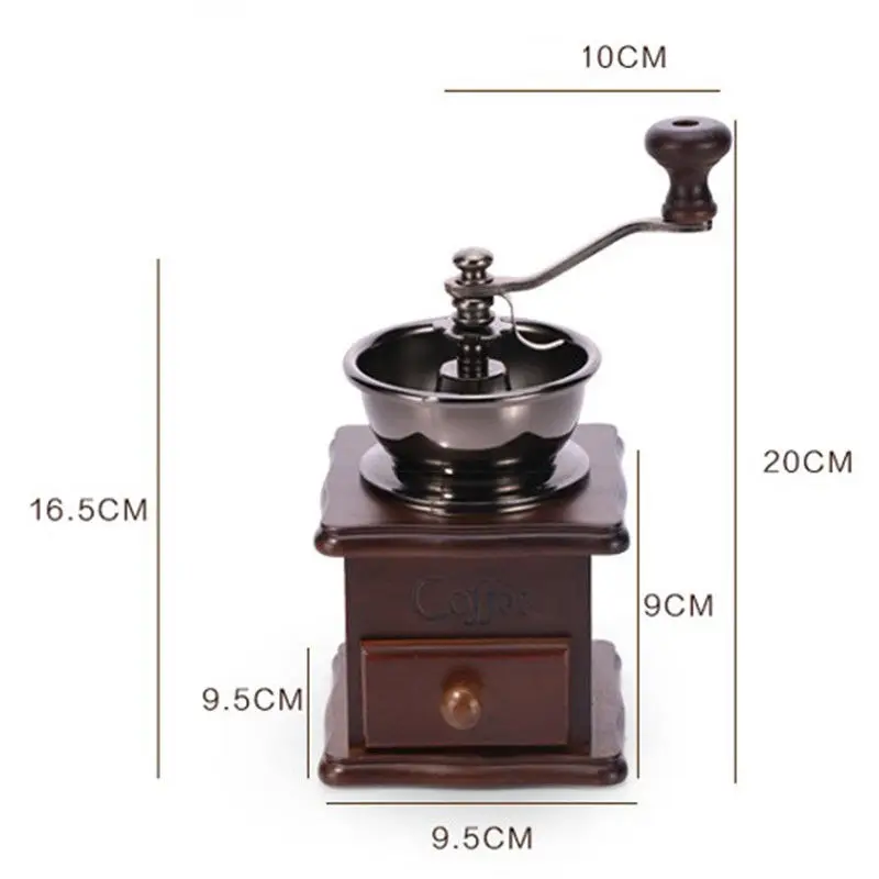 

Classical Wooden Manual Coffee Grinder Hand Stainless Steel Retro Coffee Spice Mini Burr Mill With High-quality Ceramic Millston