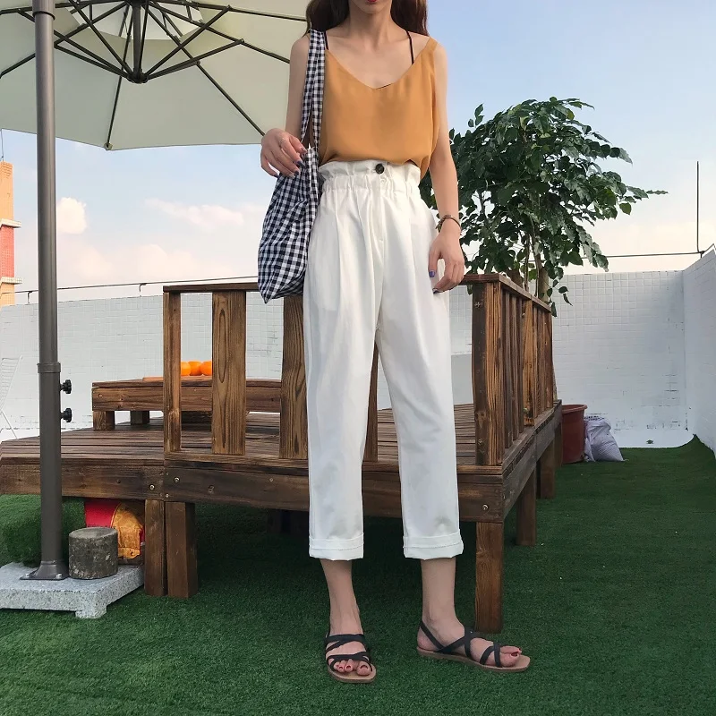 

2019 Women's Kawaii Chic Ins Trousers Loose Slim Casual Wide Leg Pants Female Cute Japan Harajuku Buttom For Women Casual