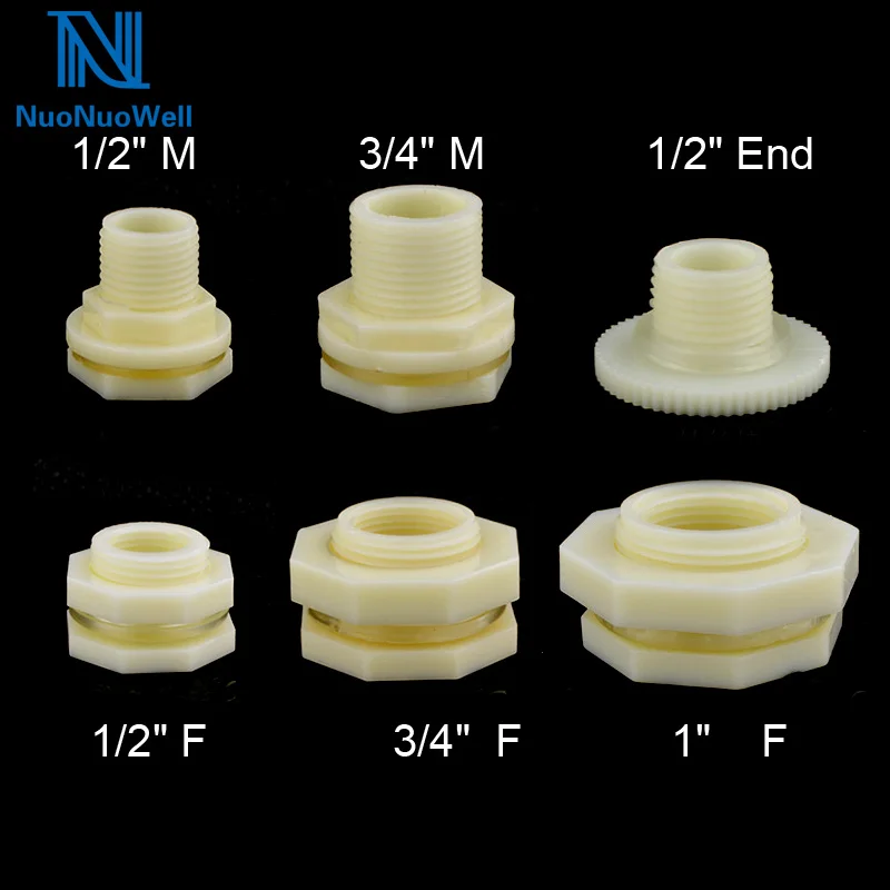 NuoNuoWell 2 шт. резервуар для воды ABS переборка трубы соединения 1/" 3/4" " Аквариум вход Выходной адаптер Торцевая Крышка герметичность