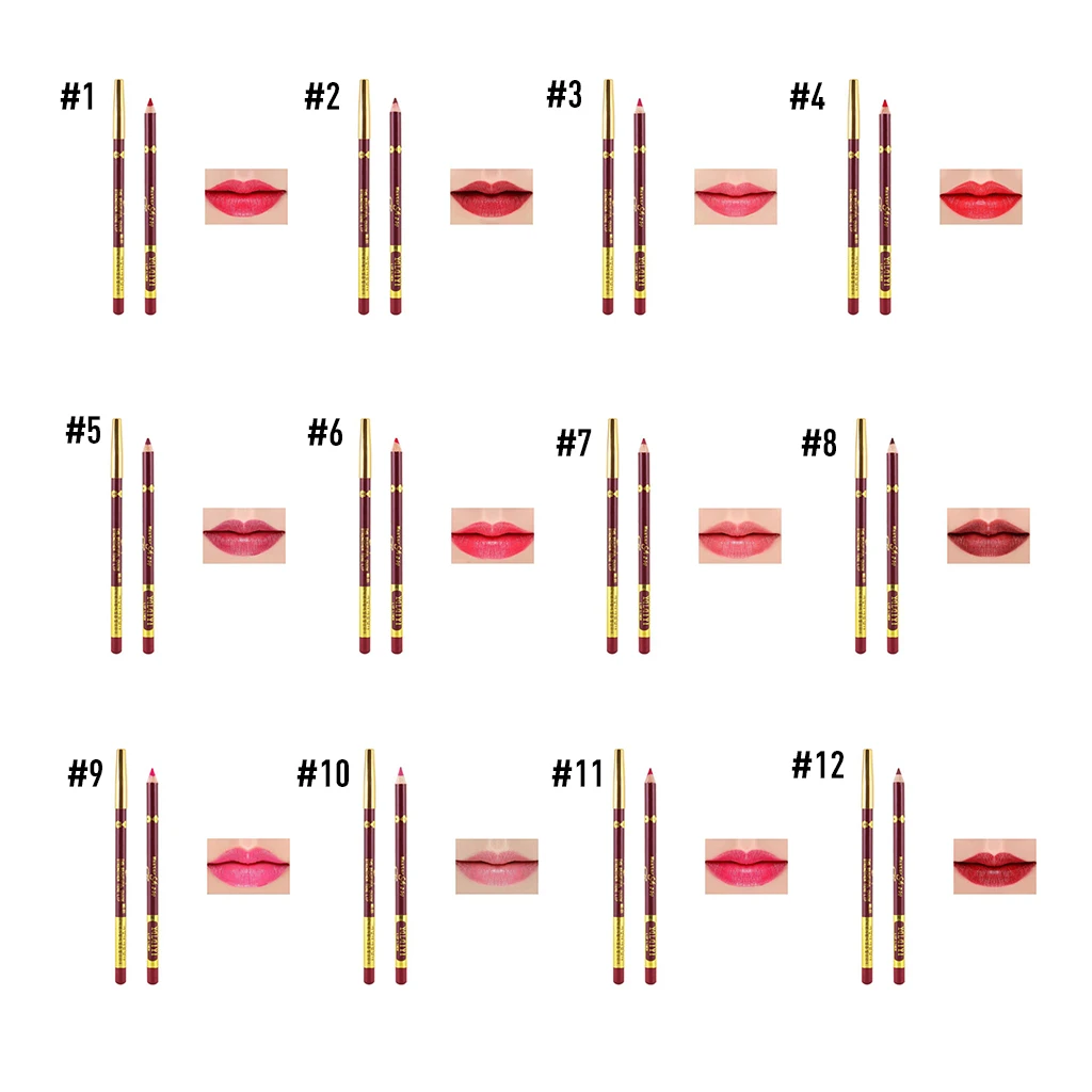 12 цветов Профессиональный Многофункциональный Карандаш для губ стойкий водонепроницаемый карандаш для бровей, косметический макияж красочный карандаш для губ