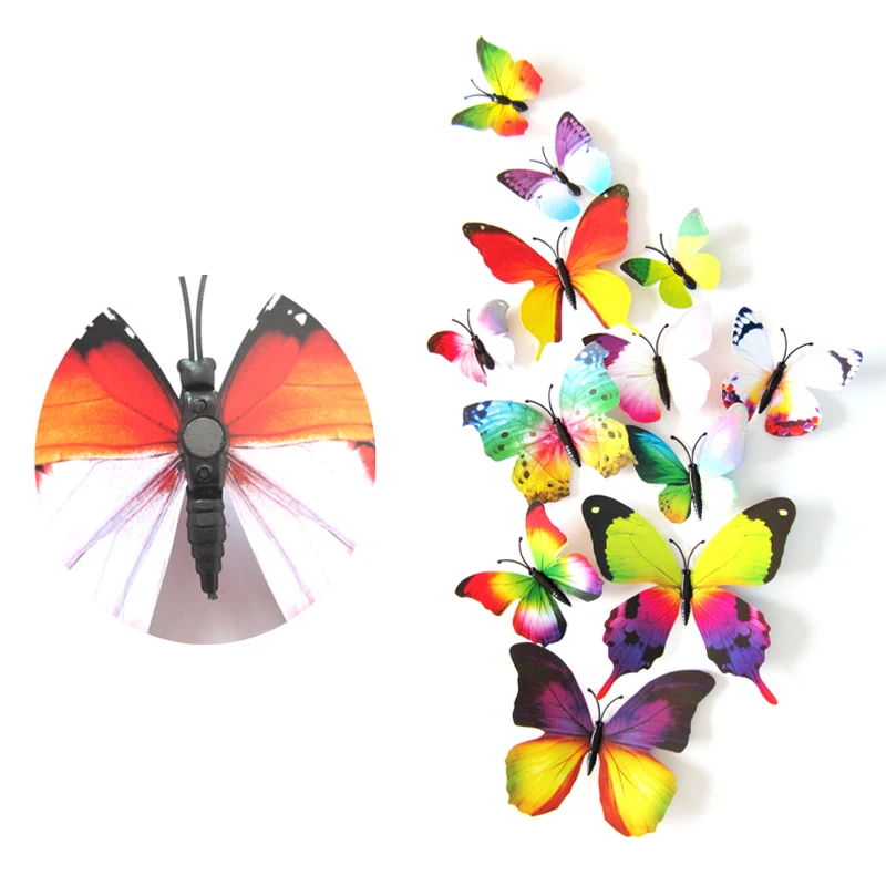 DIU# 12PCS 3D PVC Magnet Butterflies DIY Wall Sticker Home Decoration