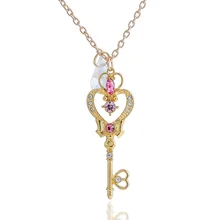 Сейлор Мун Сто изменение маленький Магия сакуры ожерелье с посохом для ключей в виде влюбленного сердца настоящему красивое ожерелье подарок