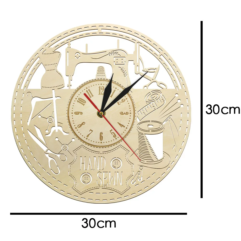 Швейная машина инструменты деревянные настенные часы стеганые Швейные винтажные настенные часы Швейные комнаты декор шитье Любовник подарок для мамы