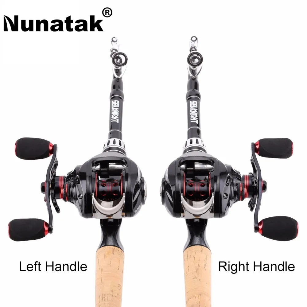 Nunatak Rods Reel Combo 2.1M Lure Travel Rod + 6.3:1/7.0:1 VIPER/HG 12BB Baitcasting Fishing Reel Centrifugal&Magnetic
