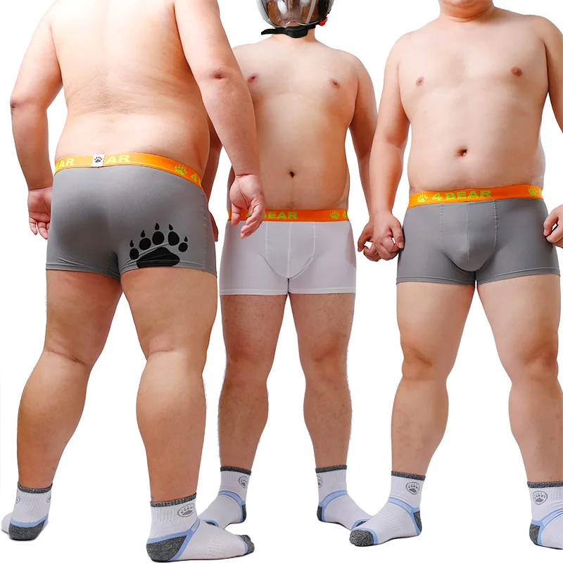 

2018 New Arrival Bear Claw Paw Print Underwear Plus Size Men's Sexy Net Boxers Gay Proud Shorts For Bear White & Gray M L XL XXL