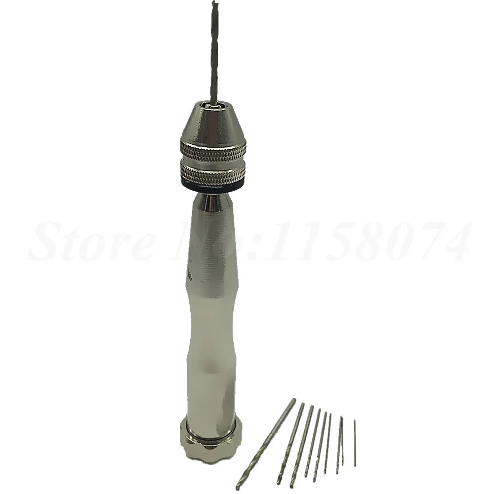 Aluminum Hand Drill Hand Twist Drill Manual Drilling Tool + 10 Twist Drill Bits