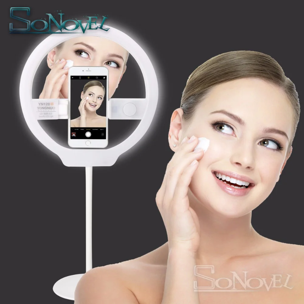 YONGNUO YN128 II Светодиодный светильник-кольцо с зеркалом для макияжа, двухцветная СВЕТОДИОДНАЯ Лампа для селфи для samsung iPhone X 5S 6 7 8