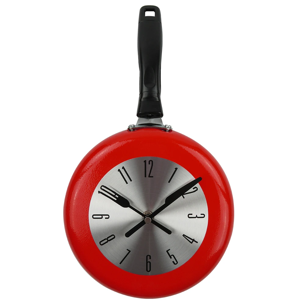 10inch Creative Stylish Metal Frying Pan Wall Clock for Kitchen Decoration Art 
