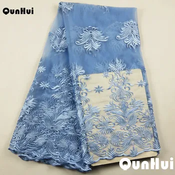 

2018 African Wedding cord Lace Fabric Latest Embroidered Nigerian Mesh Tulle French Lace Fabric With Rhinestones High Quality