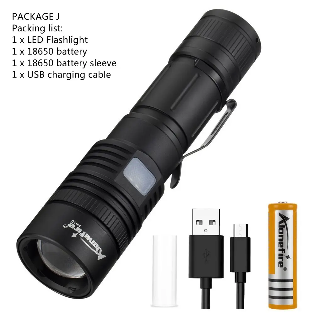 PACKAGE J Alonefire H010 мощный фонарик 40000LM xhp50.2 usb зарядка светодиодный фонарь с зумом 18650/26650 Батарея перезаряжаемый фонарь для охоты - Испускаемый цвет: PACKAGE J