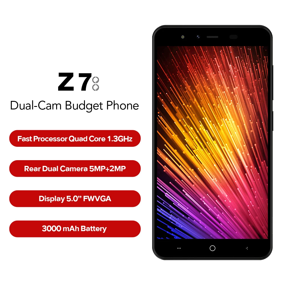 LEAGOO Z7 4G смартфон 5 0 &quotAndroid 7 четырехъядерный 3000 мАч 1 ГБ ОЗУ 8 Гб ПЗУ двойная задняя