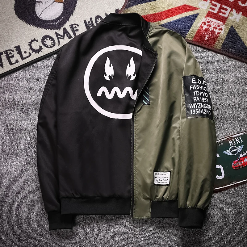 Günstige Männer Reversible Jacke 2019 Frühling Herbst Neue Casual Doppel konfrontiert Baseball Jacke Männer Hohe Qualität Bomber Jacke Mantel für männlich 13