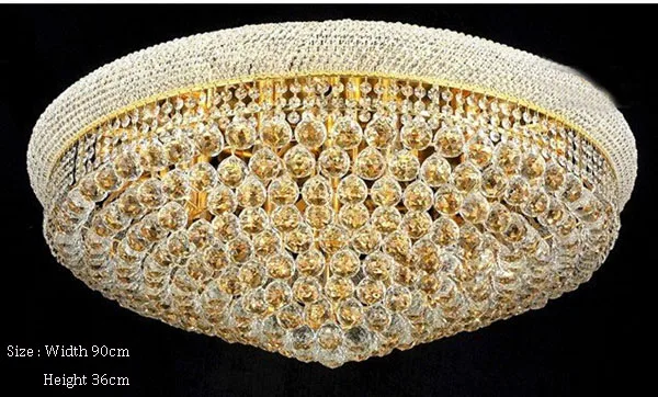 

Phube Lighting Large Foyer Entryway Crystal Ceiling Light French Empire Gold Crystal Flush Mounted Light Lighting+Free shipping!