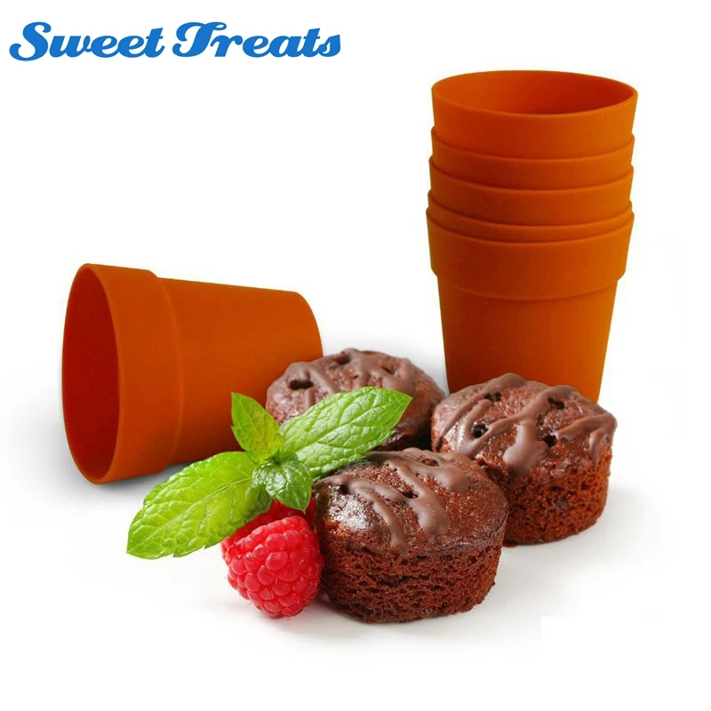 Силиконовые формы для выпечки в мини цветочном горшке Sweettreats упаковка из 6