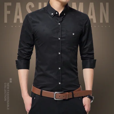 Осень, деловая Мужская рубашка, модная клетчатая хлопковая рубашка с длинным рукавом, мужская рубашка высокого качества, мужские рубашки, большие размеры 5XL - Цвет: 1617 Black