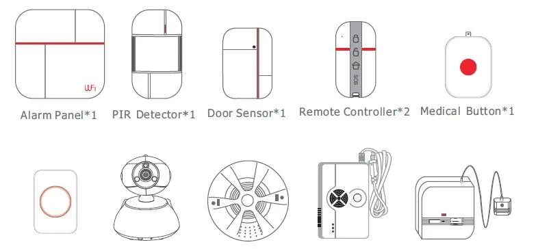 Беспроводной WiFi + GSM умная сигнализация PIR детектор двери датчик ip-камера детектор дыма домашняя охранная сигнализация