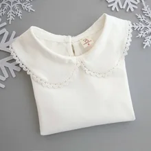 Nova primavera e outono meninas camisas básicas de algodão crianças topos branco t camisa para 6m-5 anos de manga longa roupas da menina do bebê dq957