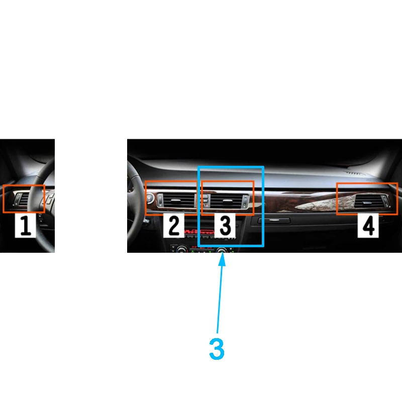 Front row ветер розетка кондиционера панель vent весло решетка регулировки Пьеса для BMW 3 серии E90 318i 320i 325i 330i 335i - Color Name: 3