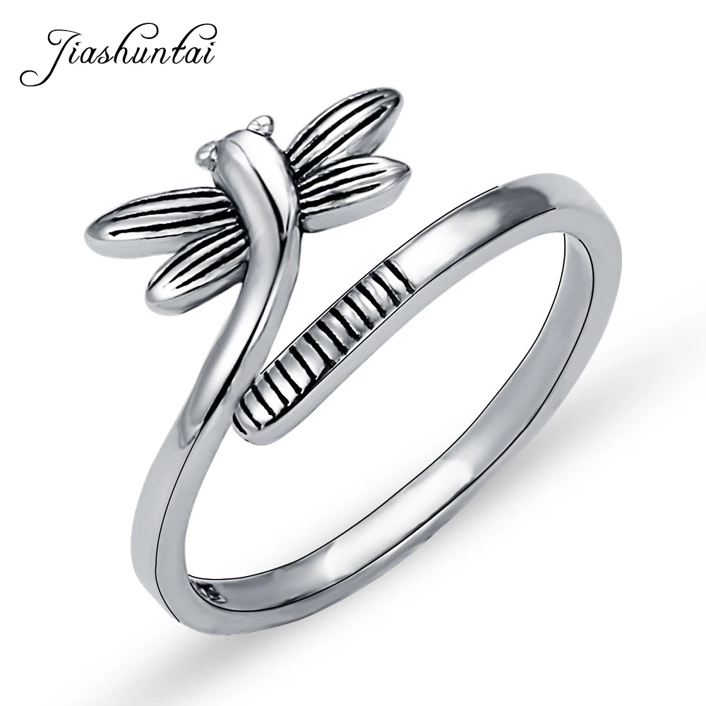 Jiashuntai реального 925 пробы Серебряные кольца для Для женщин мода Dragonfly