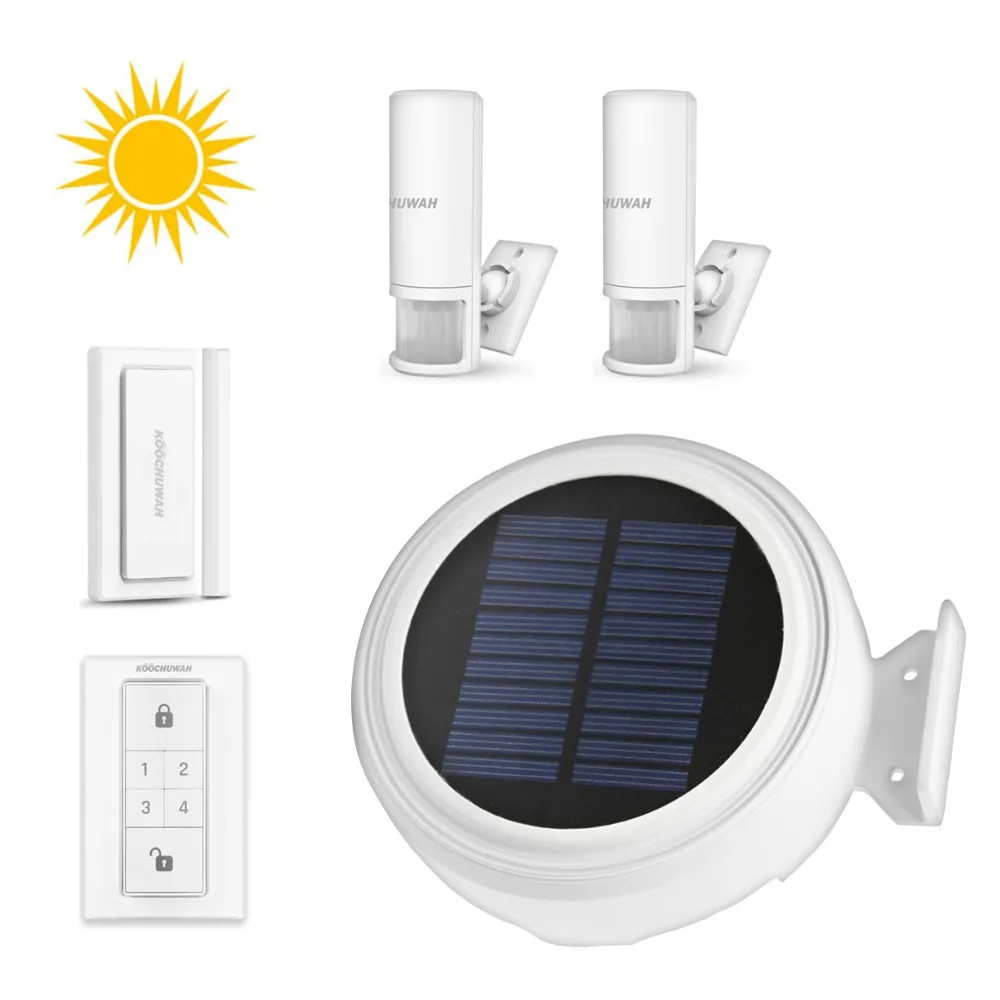 

Koochuwah Home Yard Security Alarm System Solar Powered Charging GSM Wireless Home Burglar Security Alarm System Auto Dail SMS