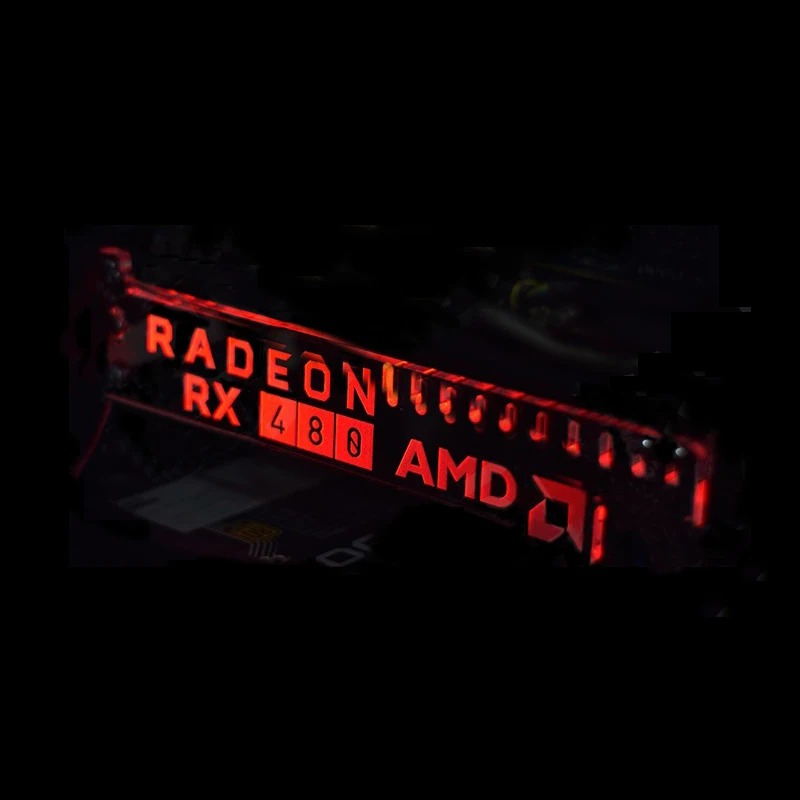 Новейший красный светодиодный модуль с расширенной версией для RADEON RX 480 AMD, светящаяся основная компьютерная коробка, видеокарты с поддержкой рамки, дисплей, карта HIS