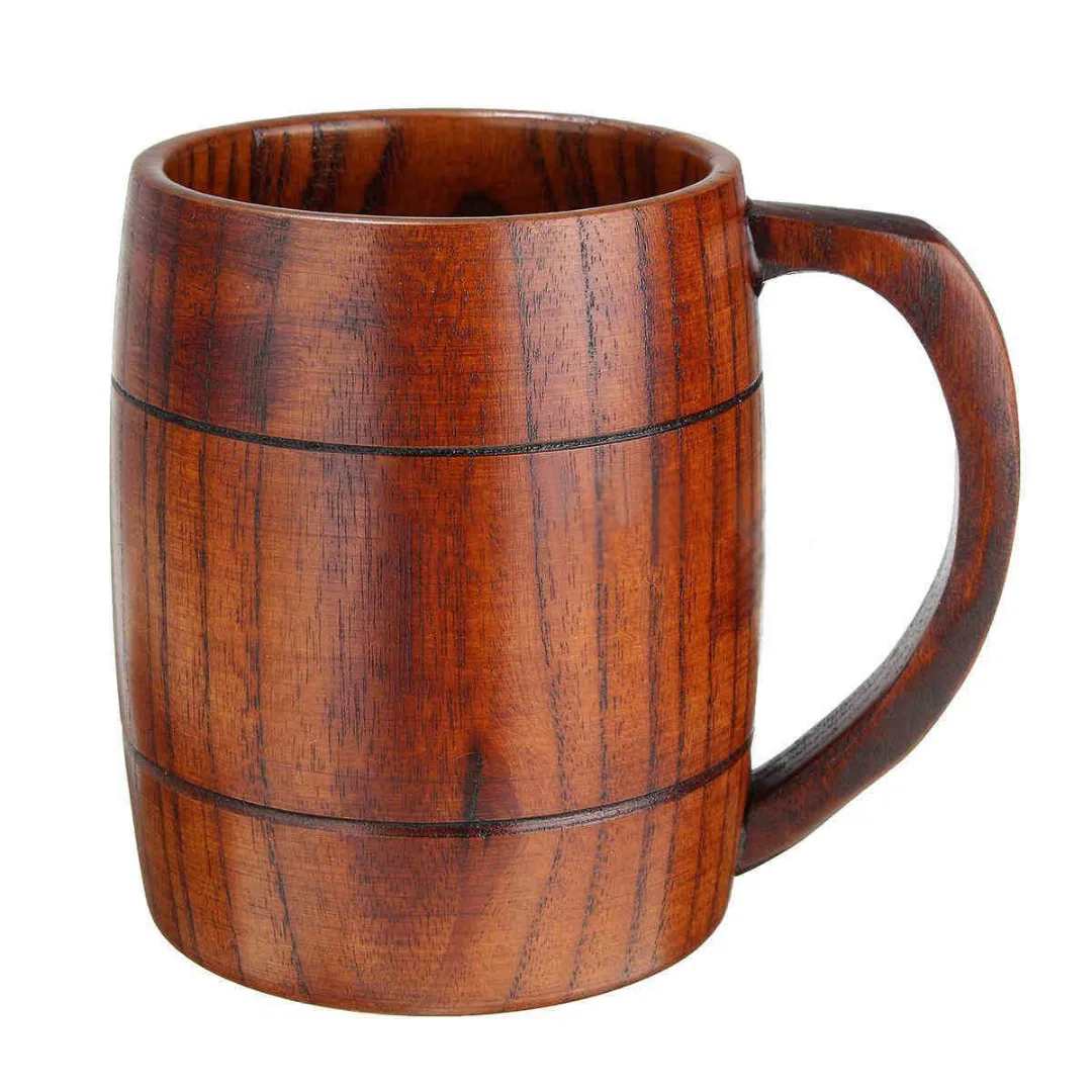 JX-LCLYL New Wooden Milk Beer Coffee Cup Drink Juice Tea Mug Barrel Mugs Gift Handmade
