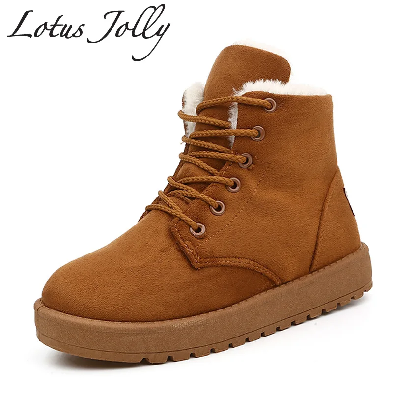 2017 Women Snow Boots Winter Warm Suede Platform Shoes Woman Fur Ankle