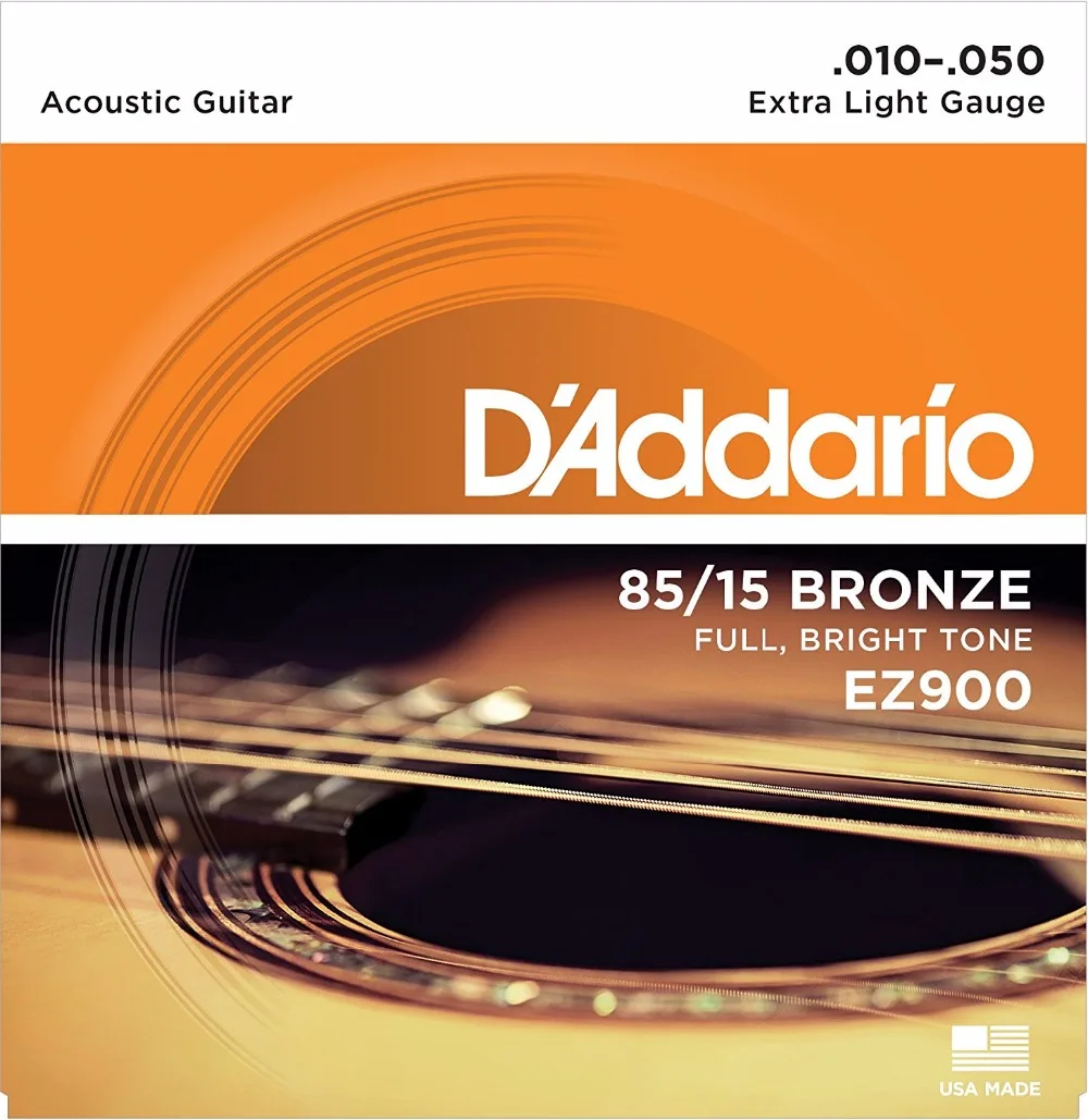 D'Addario EZ900 85/15 Бронзовый отличный Американский дополнительный светильник Струны для акустической гитары DAddario Струны для гитары(с 2 шт. медиаторами