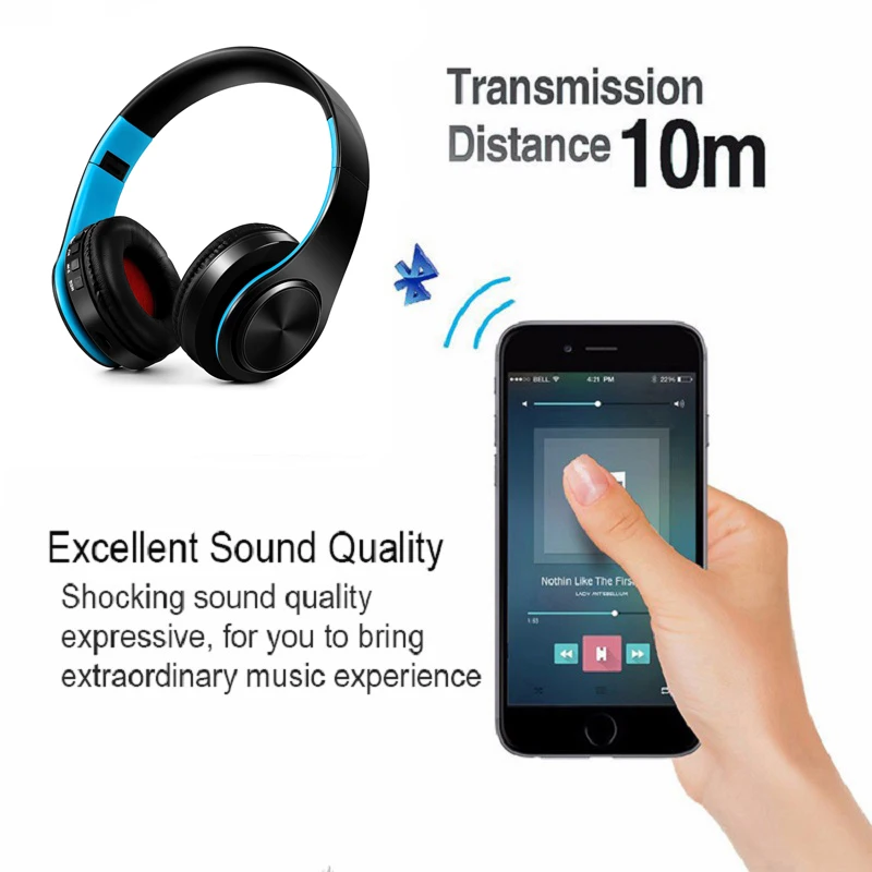 Новые портативные беспроводные наушники Bluetooth стерео Складная гарнитура аудио Mp3 регулируемые наушники с микрофоном для ПК мобильного телефона