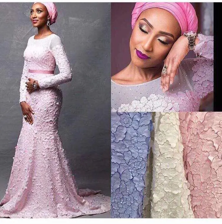 

embroidery tulle lace African french lace fabric very soft high quality 5 yards per piece