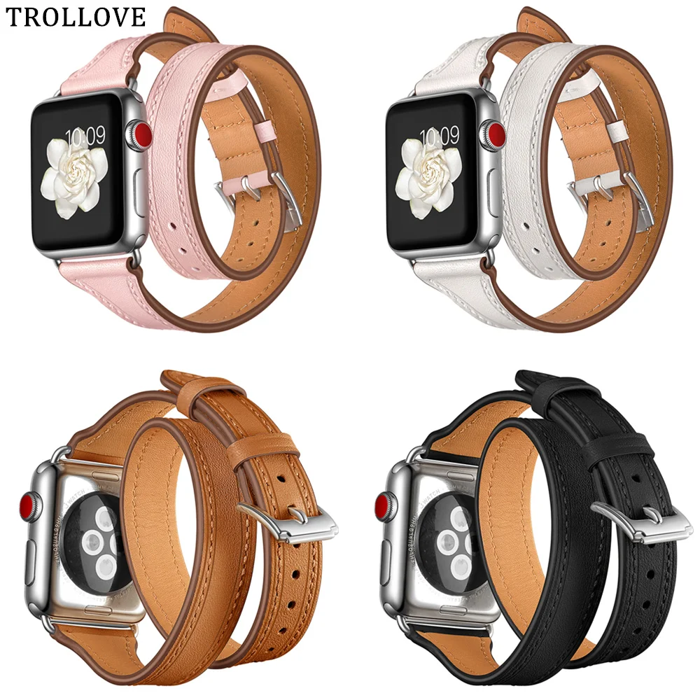 

Double Tour Bracelet Loop Strap For Apple Watch band 42mm 38mm for iwatch Band 44mm 40mm Leather Wrist Watchband Series 4 3 2 1