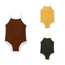 2019 летняя зеленая желтая трикотажная повседневная одежда без рукавов, костюм, одежда для пляжа, милая От 1 до 4 лет, детская одежда для