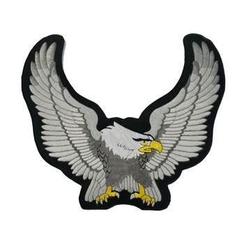 

24.4cm High Biker Iron On Patch Eagle Motorcycle Embroidered Patches Badge Appliques Back Patch For Jack