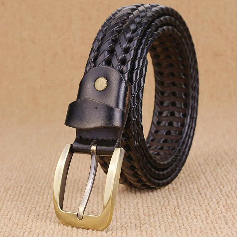 black leather belt Unisex Men and Women Belt Genuine Leather Female Belt Woven Knitted Quality Belt Male Luxury strap Belts Cummerbund dropshipping types of belts Belts