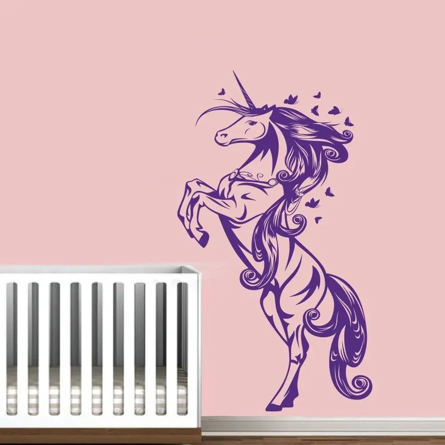 

Cartoon Unicorn Horse Nursery Girls Bedroom Wall Decal Home Decor Sticker Art Vinyl Mural For Kids Children Wall Paper Y-190