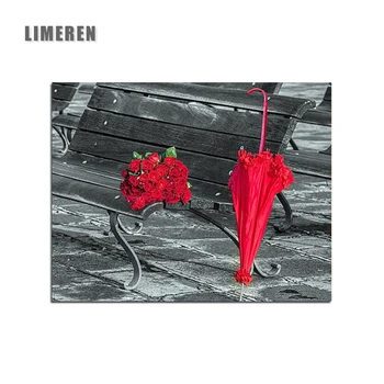 

Red Rose Flower Umbrella Picture Coloring By Numbers Romantic Calligraphy Painting By Numbers For Modern Wall Art Picture