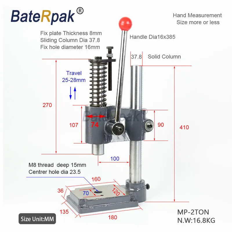 MP-2 Ручной пресс, BateRpak высокого качества для очень высоких нагрузок рабочего стола ручная пресс-машина, небольшой перфоратор, ручная штамповка machie